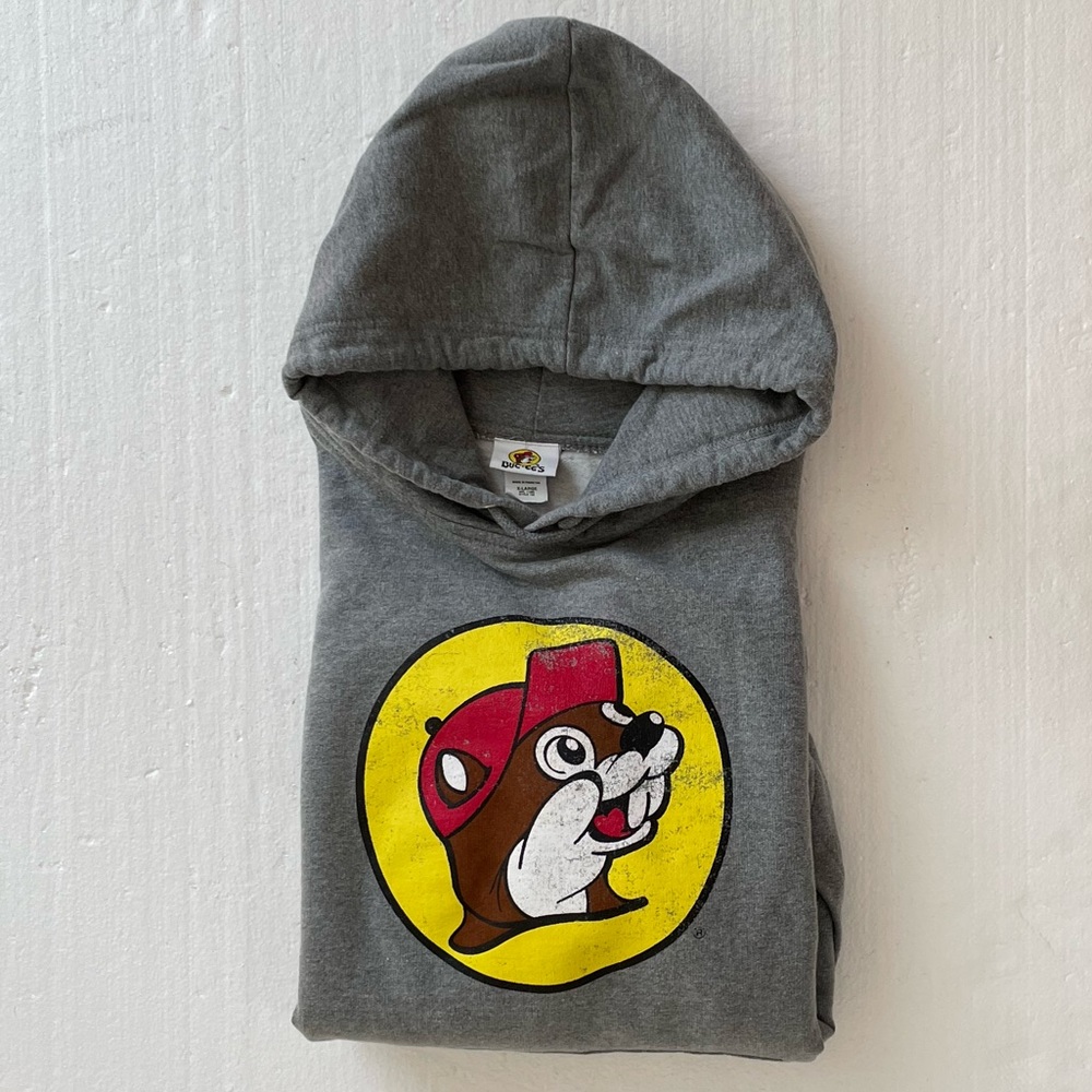 Buc-ees Grey Hoodie with front pocket, Size XL, like new condition.